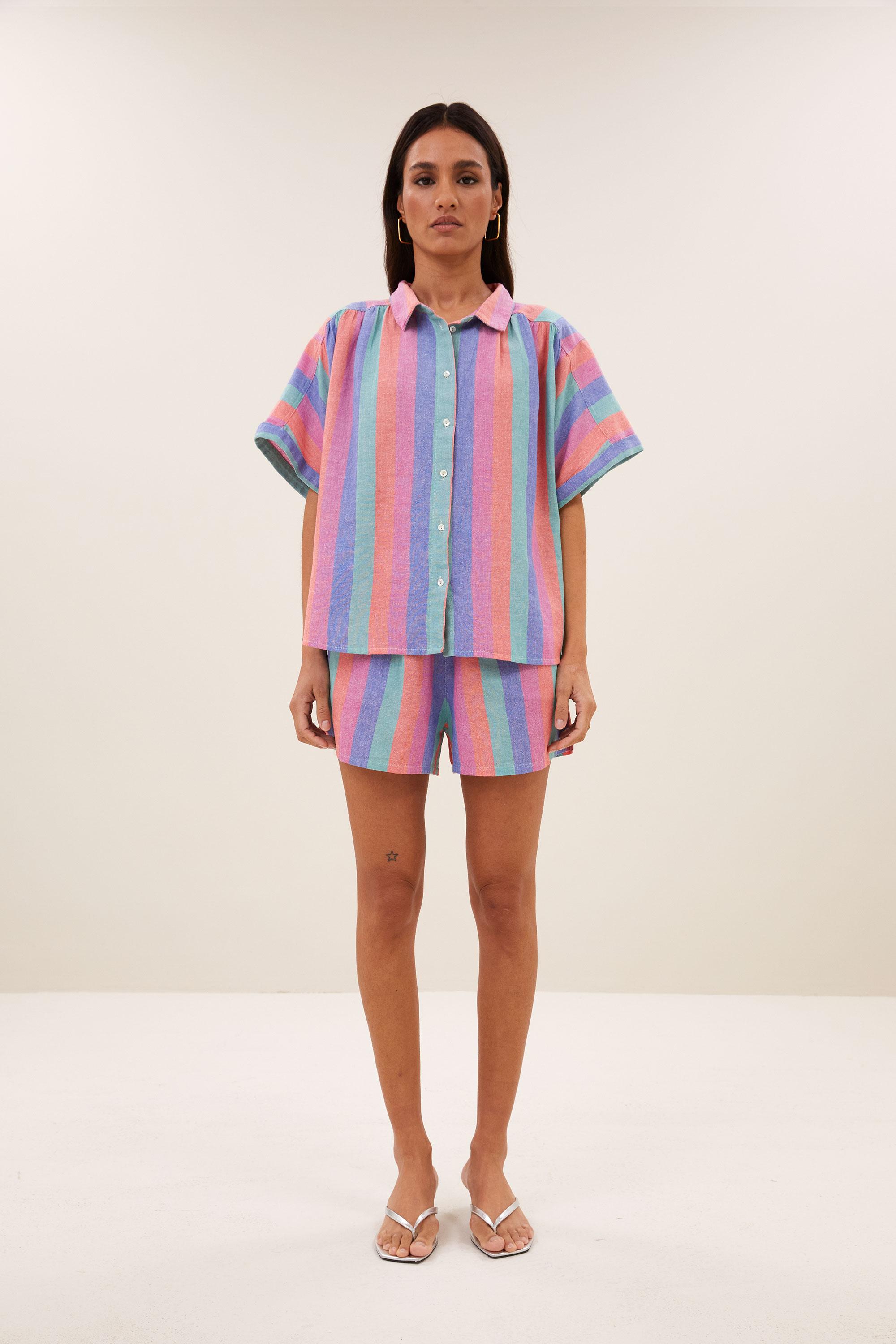By-Bar Sunny Rainbow Pleats Blouse Damen Bluse multi